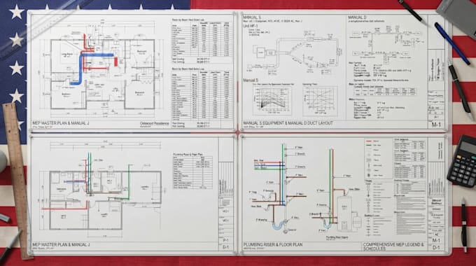 do hvac, manual j, manual s, manual d, plumbing plan, mep plan drawing