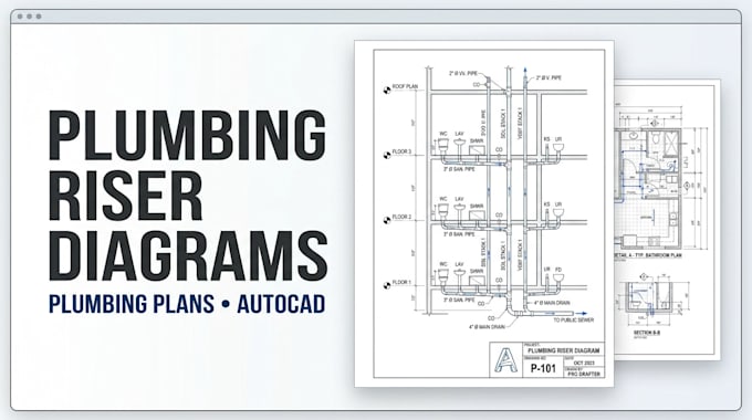 draw plumbing riser diagrams and plumbing plans in autocad