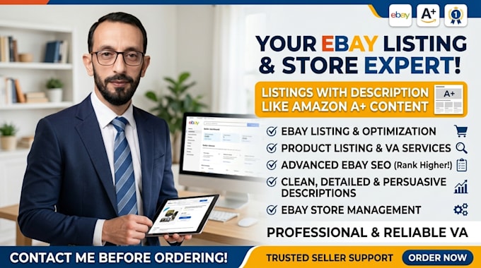 be your ebay expert for ebay listing like amazon a plus content description