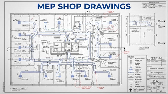 create mep hvac ductwork and building shop drawings