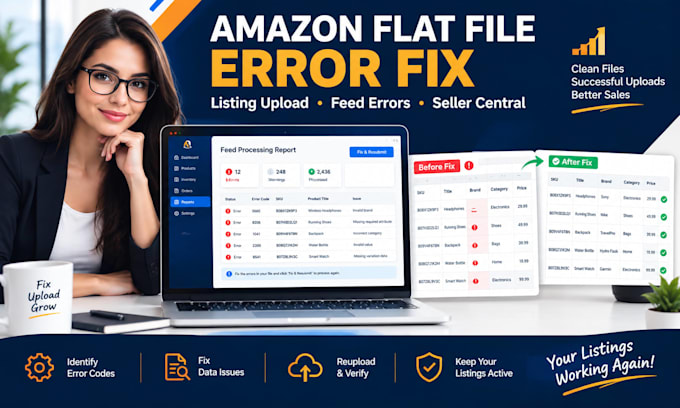 audit fix amazon flat file errors listing upload issues and seller central feeds