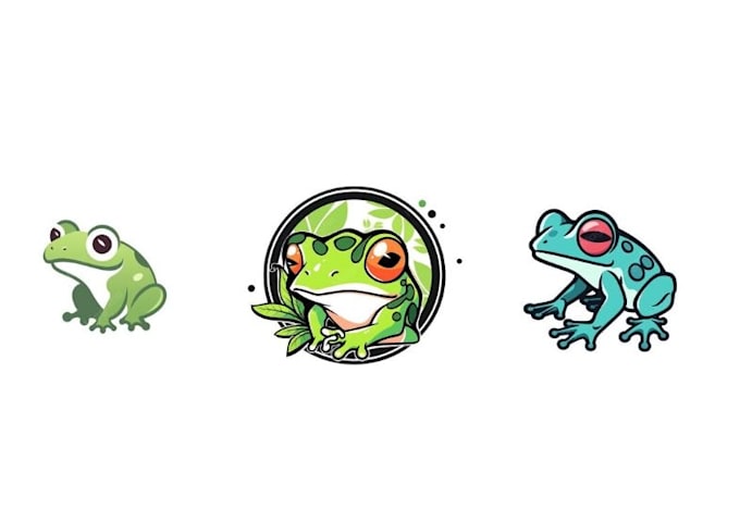 design a professional frog character logo in 2d style