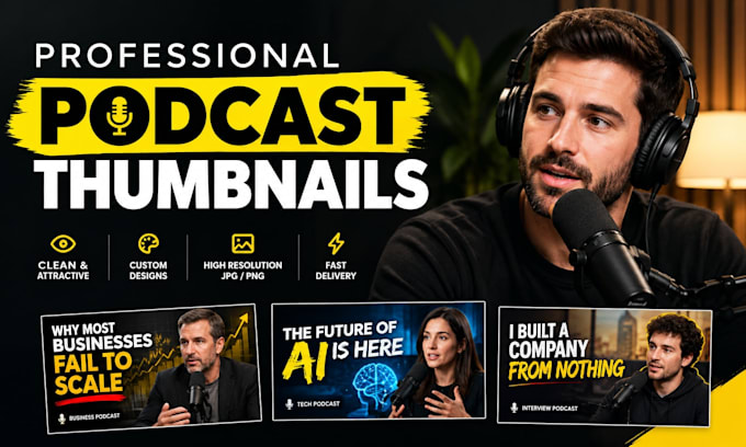 design professional youtube podcast thumbnails