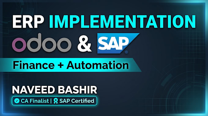 implement odoo or sap erp with finance, automation and bi setup