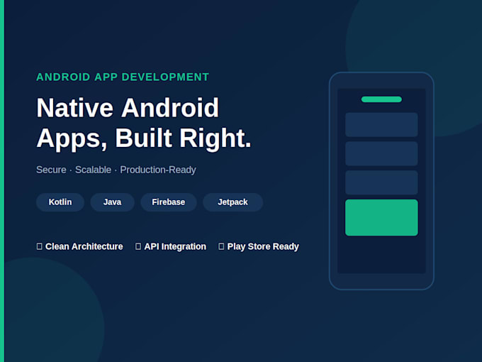 develop a secure native android app with backend and API