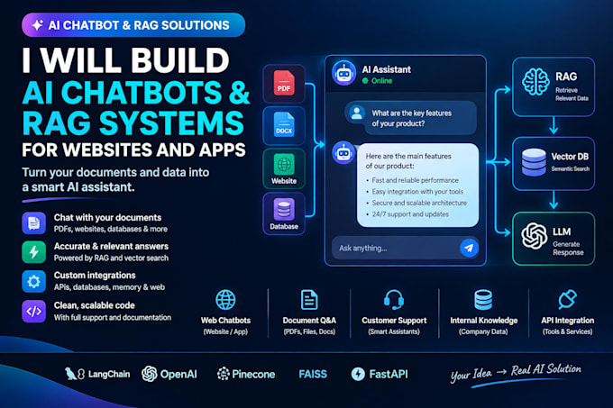 build ai chatbots and rag systems for websites and apps