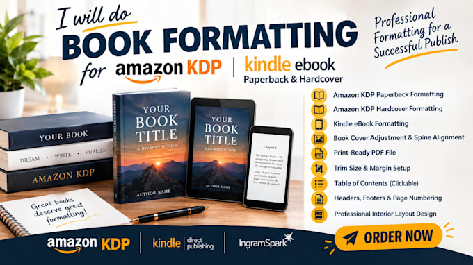deliver a professional ebook and paperback layout formatting