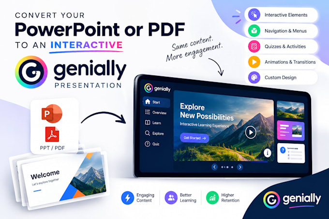 convert powerpoint or PDF to an interactive genially presentation