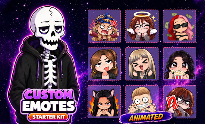 create custom animated twitch emotes for streamers, kick and discord