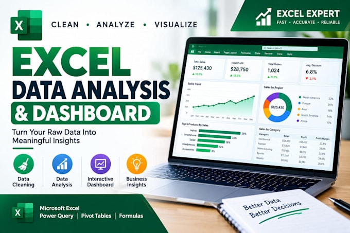 excel data analysis, data visualization excel dashboard power bi dax cleaning