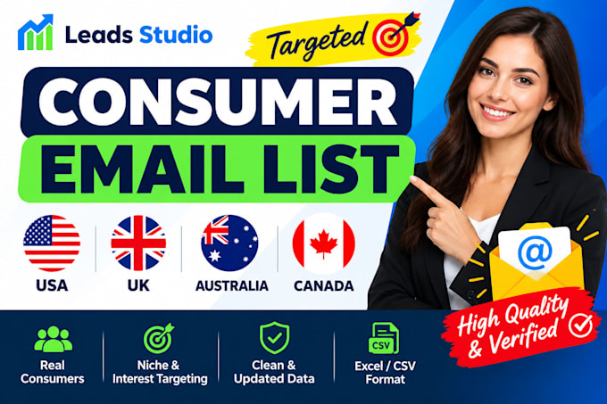 build targeted consumer email lists for USA UK australia and canada