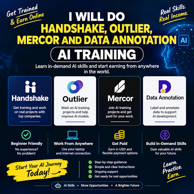do handshake, outlier, mercor and data annotation ai training