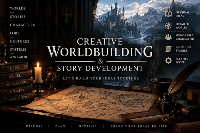 create worldbuilding, lore, characters, and story for your project