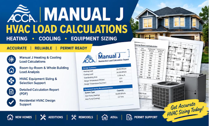 do hvac manual j load calculations, heating cooling and equipment sizing