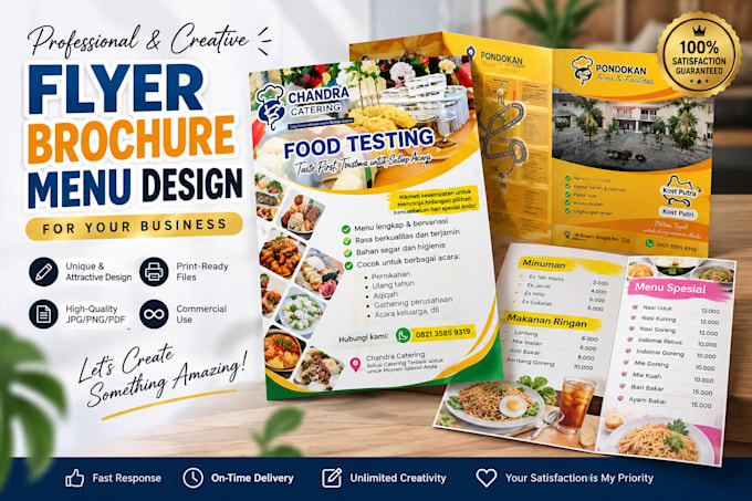design professional flyers, brochures and menus