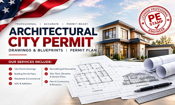 do architectural city permit, permit drawing and blueprints permit plan