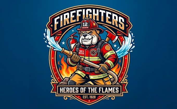 make firefighter mascot logo design with 1 day delivery