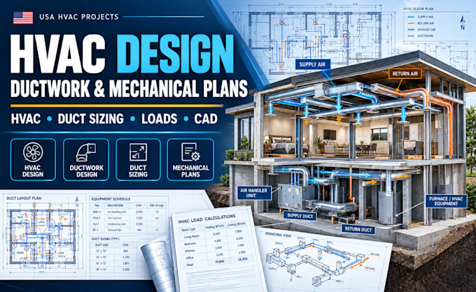 design california USA hvac systems, ductwork, mechanical plans