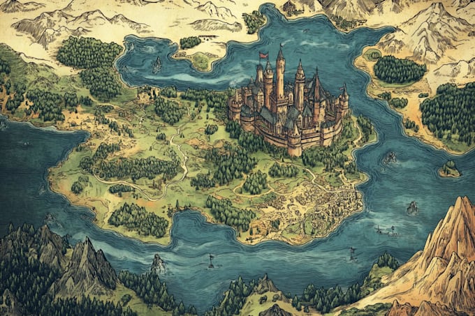 do fantasy map illustration