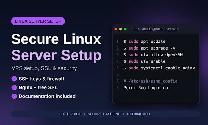 set up and secure your linux vps or server via ssh