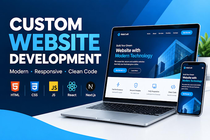 develop a custom responsive website with clean coding