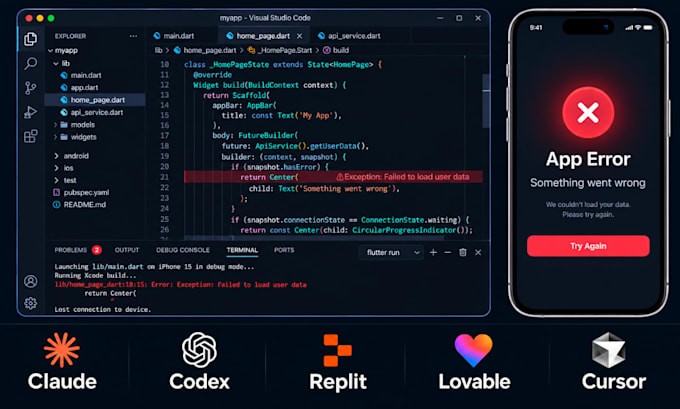 fix vibe code app bugs in your lovable, replit, cursor or react native app