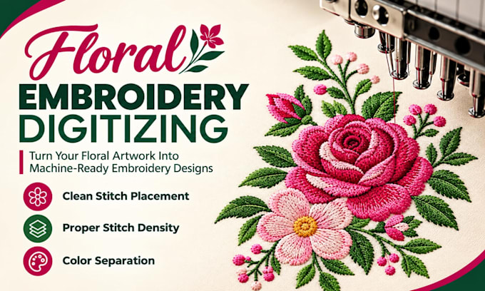 digitize floral embroidery designs for machine embroidery