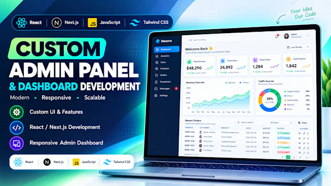 build a modern admin panel dashboard using react js next js and javascript