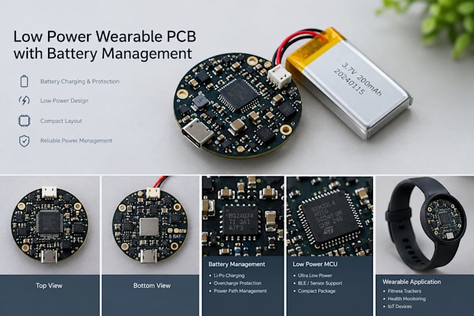 design low power wearable pcb with battery management