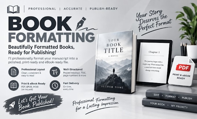 do professional book formatting for amazon KDP , ebook and paperback