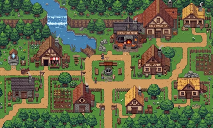 do 2d top down tileset and tilemap game environment sci fi pixel rpg game assets