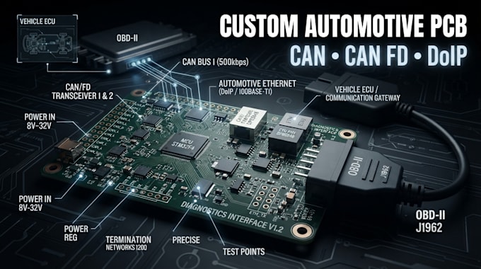 custom automotive diagnostic pcb and vehicle communication interface