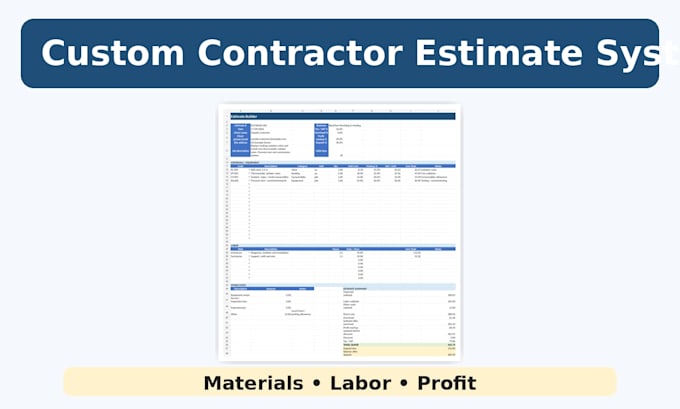 build a custom plumbing or contractor estimate calculator in excel