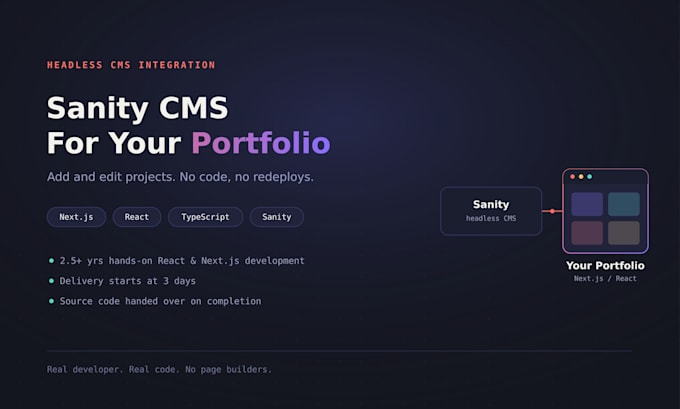 add sanity cms to your nextjs or react portfolio website