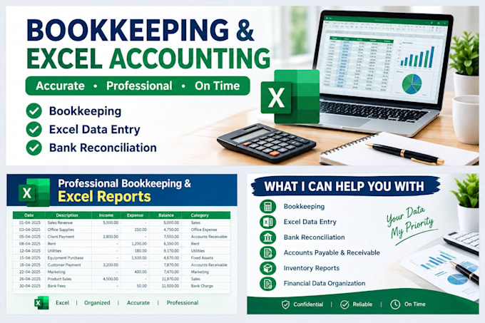 do bookkeeping, excel accounting and financial data entry