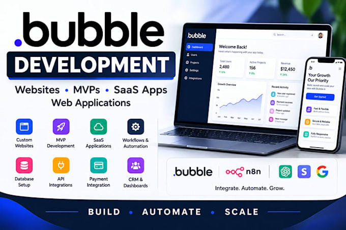 build your bubble website, bubble mvp, saas app, or bubble io application