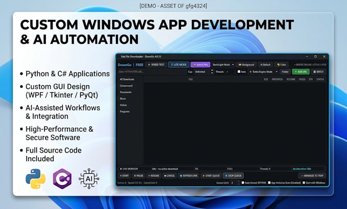develop custom python desktop app and ai automation