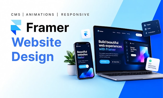 design and develop a framer website with cms and animations