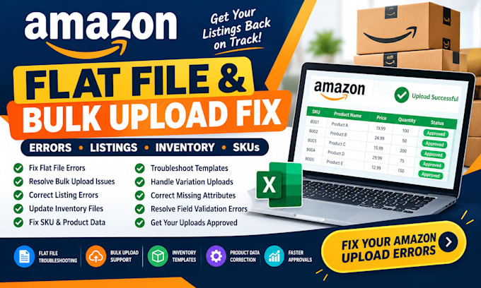 fix amazon flat file error bulk upload errors inventory listing issues