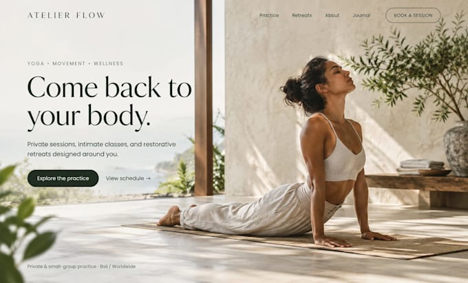 design wix yoga studio website squarespace yoga instructor wellness website