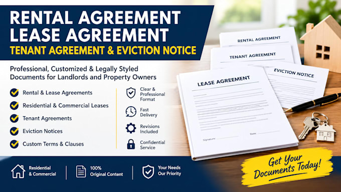 draft rental agreement, lease agreement and eviction notice