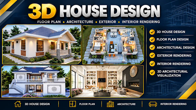 3d house design floor plan architecture design exterior and interior rendering