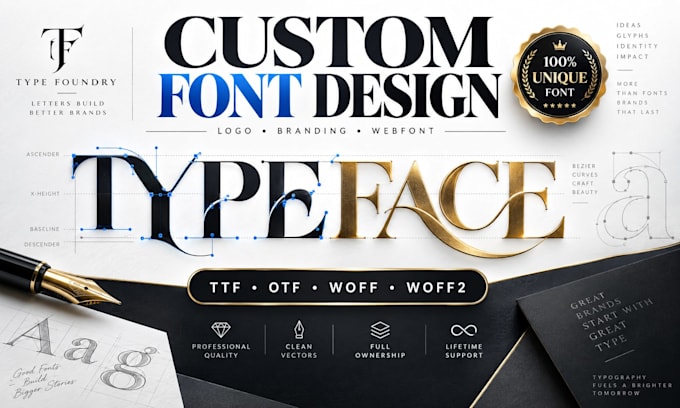 create custom font, logo font and ttf otf typeface for your brand