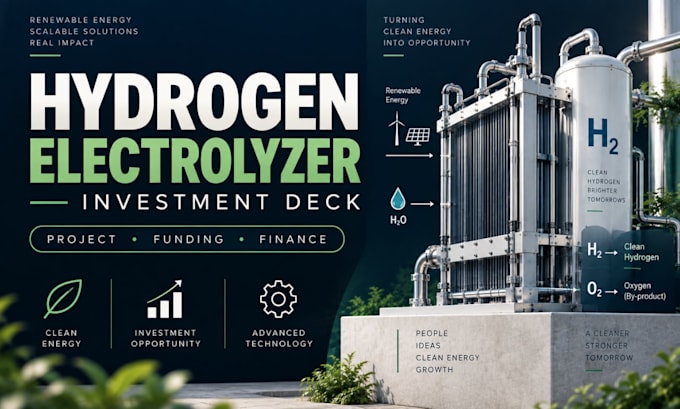 design a hydrogen electrolyzer investment pitch deck for your project