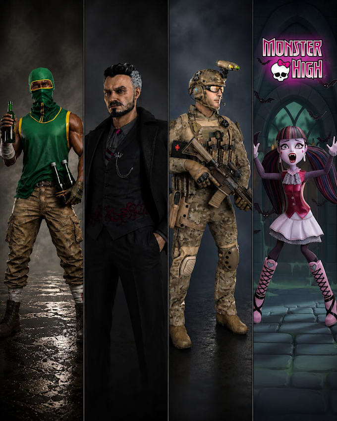 create aaa 3d characters and creatures for video games