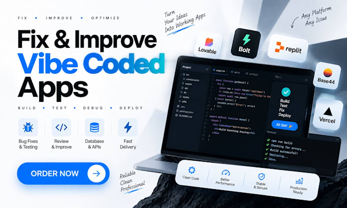 build, review, test and fix bugs in your vibe coded apps