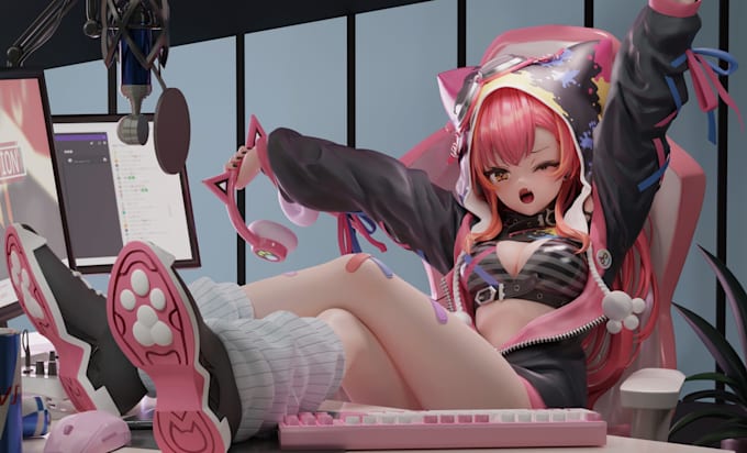 make 3d character for vtuber anime,vrchat,vroid avatar,3d rigging,nsfw,3d filter