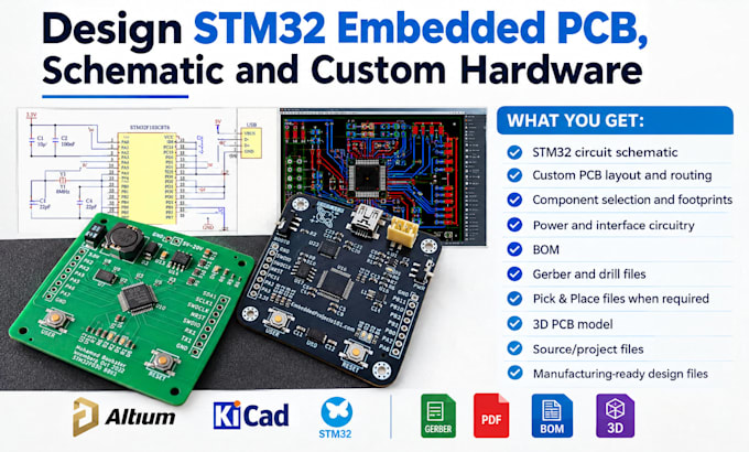 design stm32 embedded pcb schematic and custom hardware