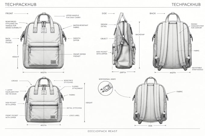 design fashion bag tech pack and backpack your first prototype sample in qualit