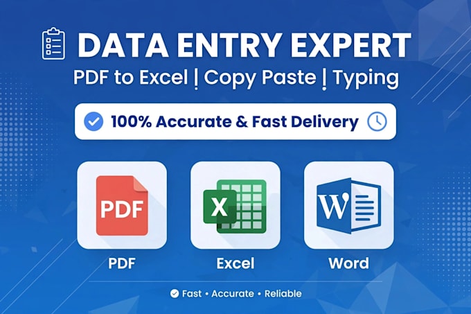 do data entry, pdf to excel, copy paste, typing job